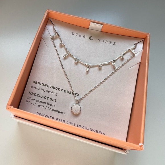 Luna Norte Double Chain Druzy necklace - Picture 2 of 3